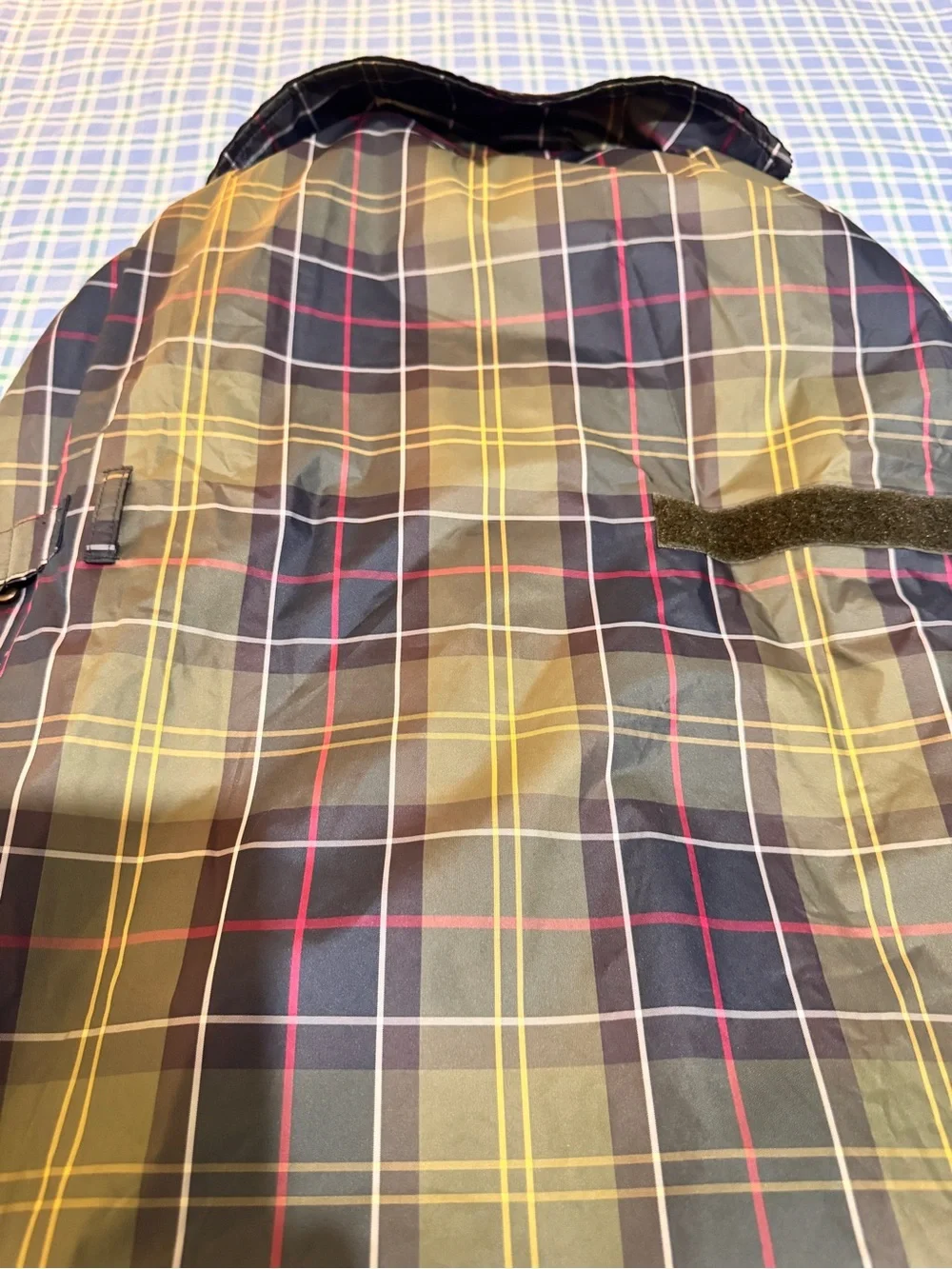 Barbour Olive, Black & Yellow Tartan dog rain coat - large